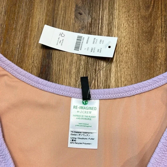 J. Crew NWT lavender Textured Curve Waist Cheeky Bikini Bottom Women’s Size L - Picture 2 of 3